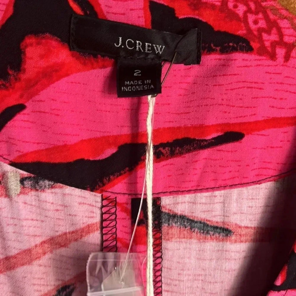 NEW J Crew Luxurious Red Gold Burgundy Palm Faux Wrap Midi Dress - Picture 8 of 13